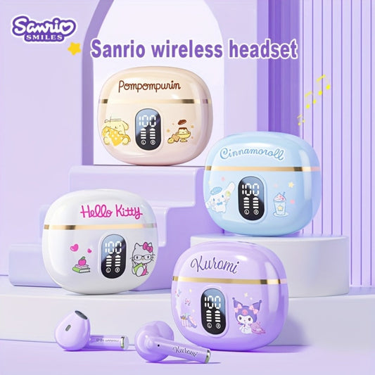 Kuromi Pompompurin Open-Fit Wireless Earbuds 360° Environmental Awareness LED Digital Charging Case Touch Control All-Day Comfort Sports Casual Authorized Sanrio Character Gift
