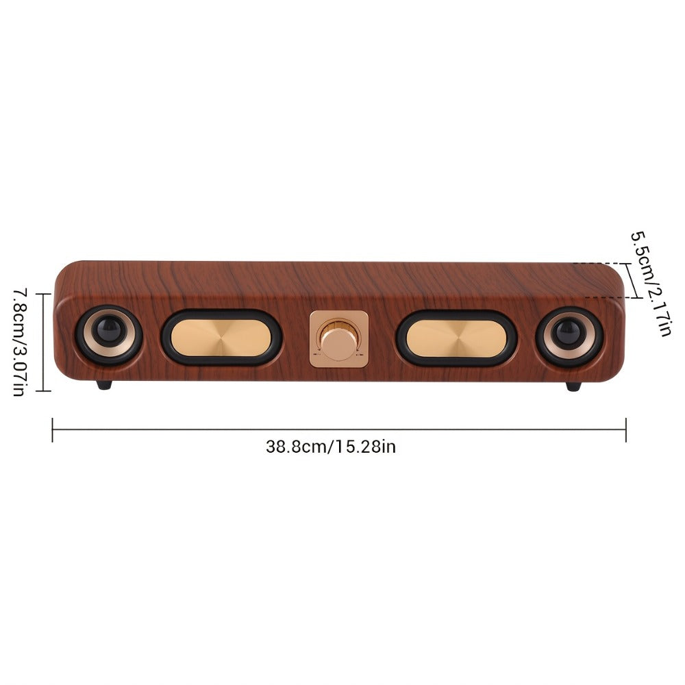 Classic Vintage 10W Bluetooth Desktop Soundbar with Dual 2-Inch Speakers, USB & 3.5mm AUX & TF Card Input, Wireless Computer Speaker for PC Monitor Laptop Home Office