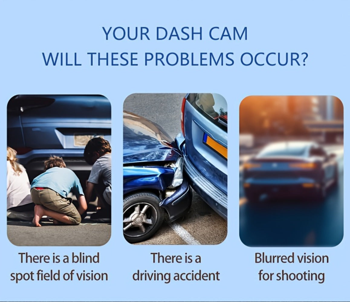 1080P-Labeled Dash Camera with Two- or Three-Lens Options, Screen and Optional WiFi or 32GB Card