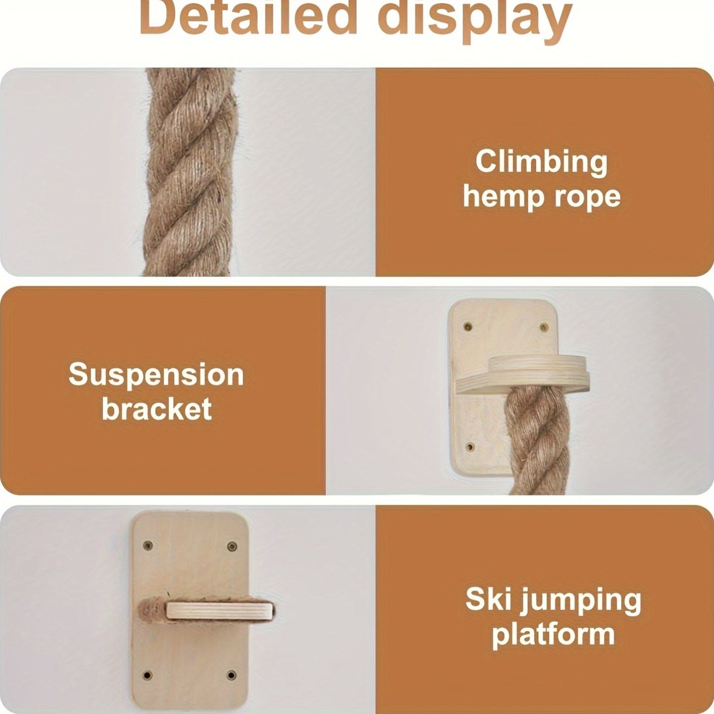 Wall-Mounted Cat Scratching Post with Climbing Rope Jute Rope Jump Platform Resting Perch Large Ladder Cat Tree Activity Center Space-Saving 1.5M 60in