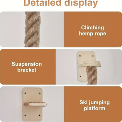 Wall-Mounted Cat Scratching Post with Climbing Rope Jute Rope Jump Platform Resting Perch Large Ladder Cat Tree Activity Center Space-Saving 1.5M 60in