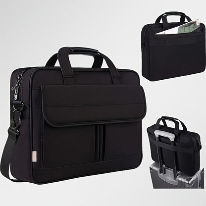 Laptop Bag 15.6-Inch Business Briefcase with Foam Sleeve, Luggage Strap & Multi-Pockets for Work & Travel