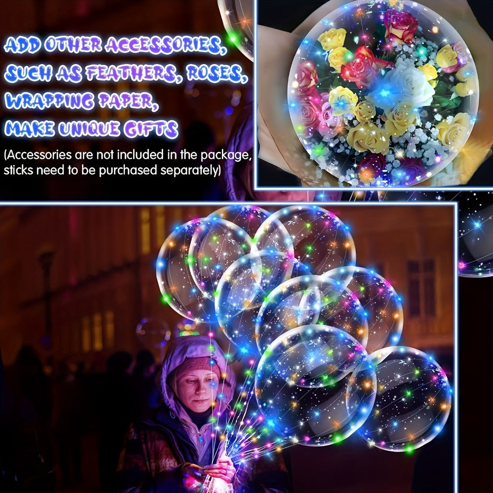 LED Light Up Bobo Balloons with LED String Lights 20pcs Party Decoration Kit – Birthday Wedding Christmas Easter Graduation Decor