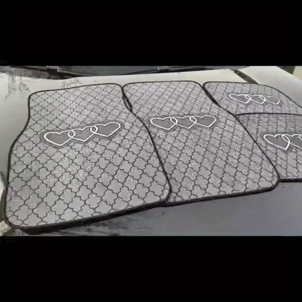 Car Floor Mats Set 2/4pcs, Durable Easy-Clean Universal Fit Interior Floor Liners for Men & Women, Stylish Blessing Pattern Car Carpet Pad, Great Gift for All Seasons