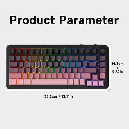Hot Swap Gasket Mechanical Keyboard AJAZZ AK820 75% – Wireless 2.4GHz & Wired, Volume Knob, South-Facing RGB, Poron Foam, PBT Keycaps, Programmable, 11 Switch & Color Options for PC & Mac