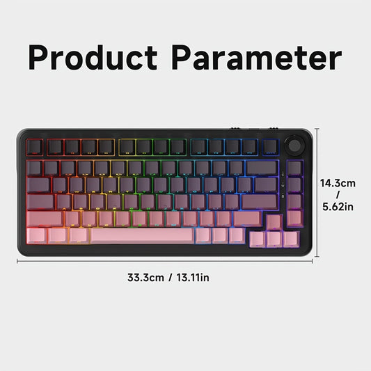 Hot Swap Gasket Mechanical Keyboard AJAZZ AK820 75% – Wireless 2.4GHz & Wired, Volume Knob, South-Facing RGB, Poron Foam, PBT Keycaps, Programmable, 11 Switch & Color Options for PC & Mac