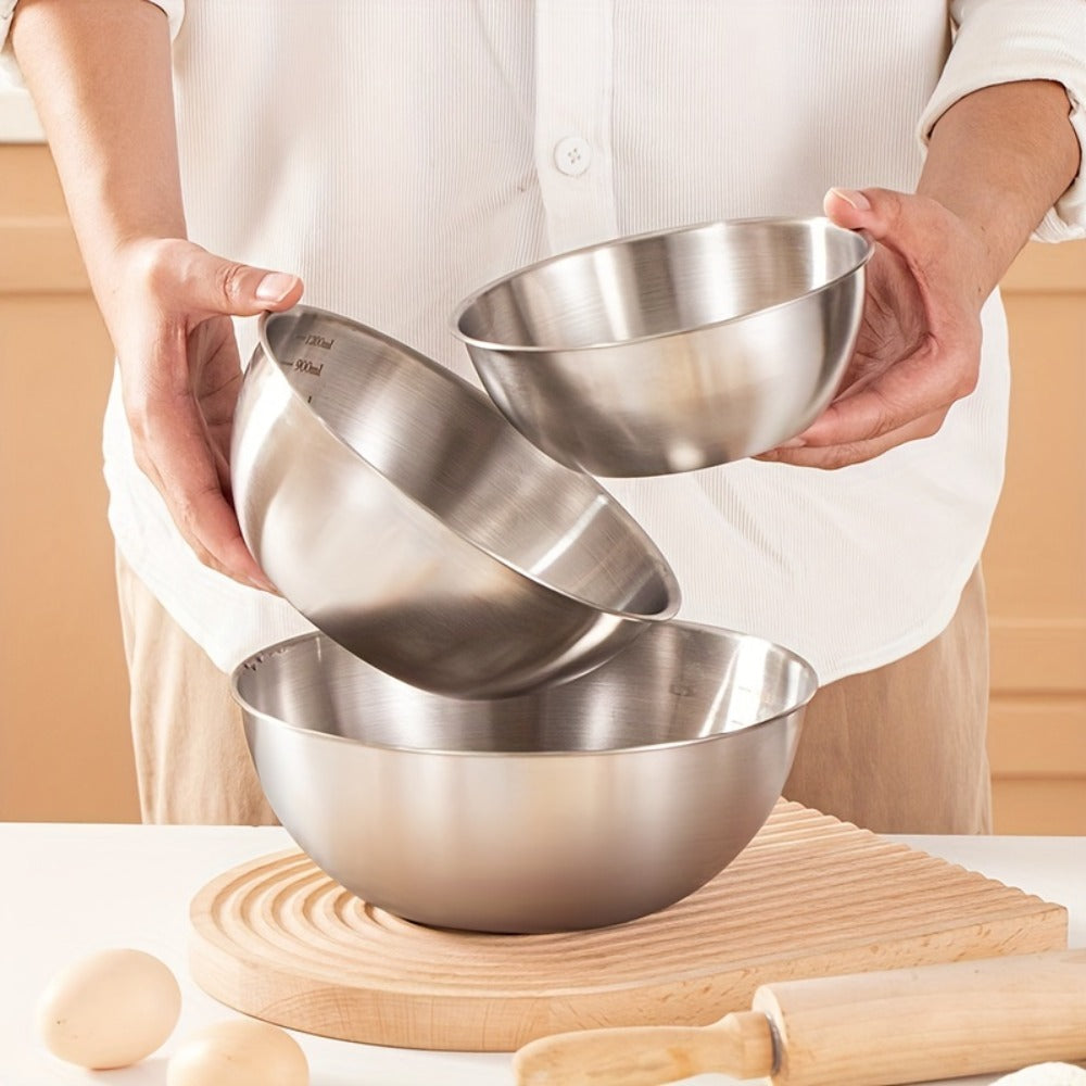 3-Piece Mixing Bowl Set with Small, Medium and Large Nested Bowls and Source-Marked Dimensions
