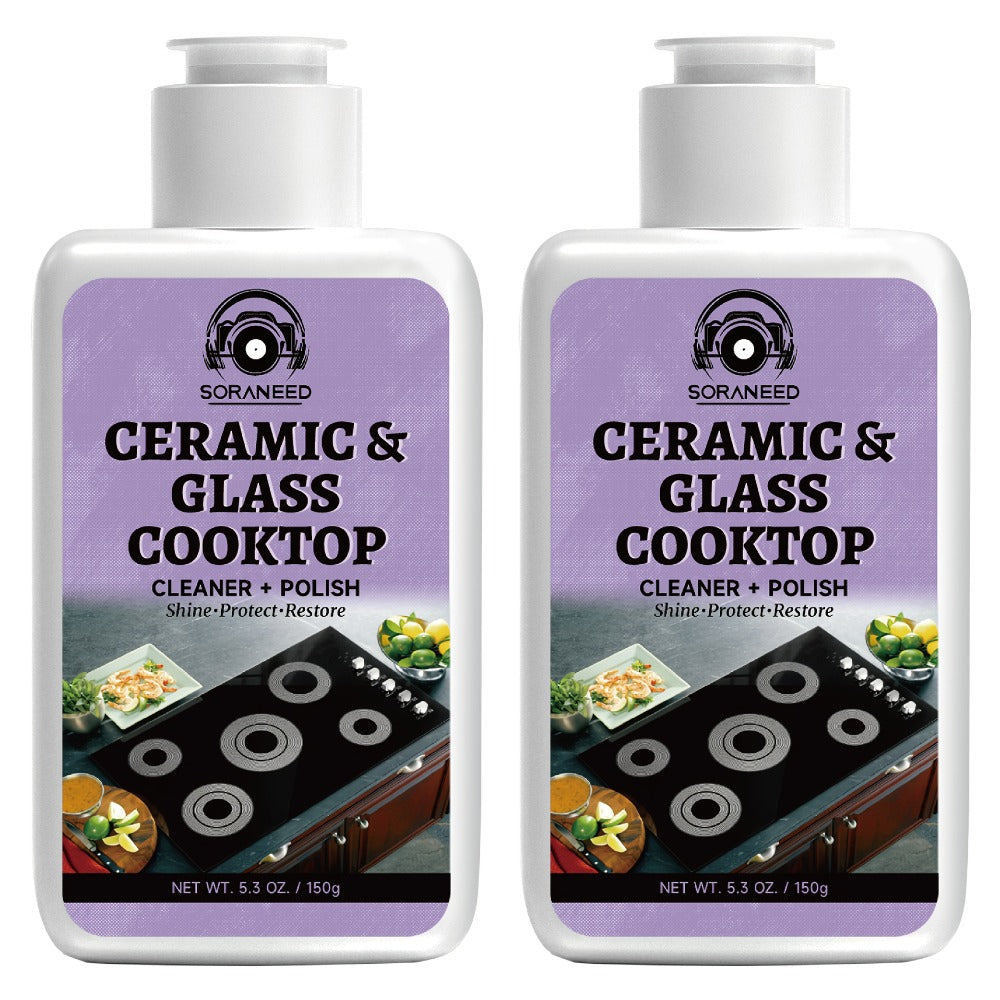 Ceramic Stovetop Cleaner Cream – Heavy Duty Glass Stove Top Cleaning Paste, Removes Burnt-On Grease & Stains, Non-Scratch, Non-Toxic, No Harsh Fumes, Safe for Induction & Electric Cooktops