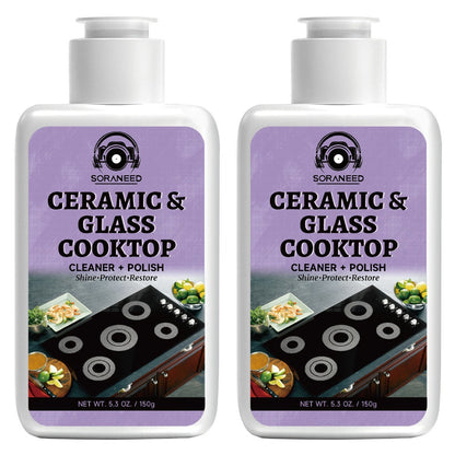 Ceramic Stovetop Cleaner Cream – Heavy Duty Glass Stove Top Cleaning Paste, Removes Burnt-On Grease & Stains, Non-Scratch, Non-Toxic, No Harsh Fumes, Safe for Induction & Electric Cooktops