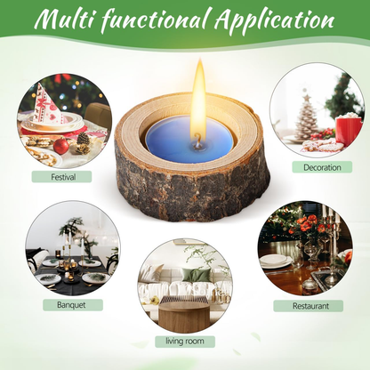 Candle Holder Set 22-Piece Birch Wood Stump Tealight Cups with 1.57-Inch Openings and Bark-Edge Finish
