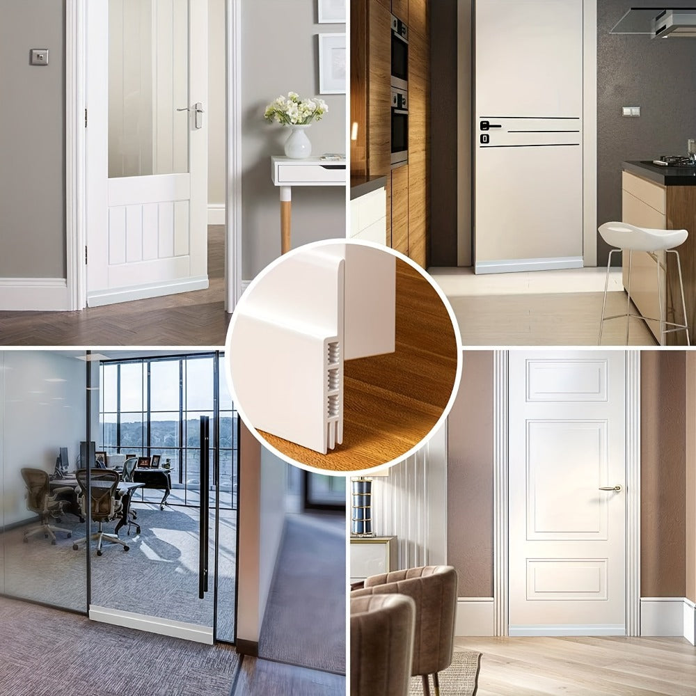 39-Inch Three-Layer Silicone Door Draft Stopper with Adhesive Backing in White, Black, Brown or Clear