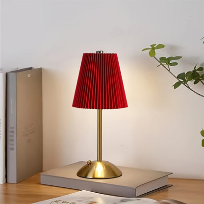 Pleated-Shade Rechargeable Table Lamp with Touch Control in Four Styles and One- or Two-Piece Options