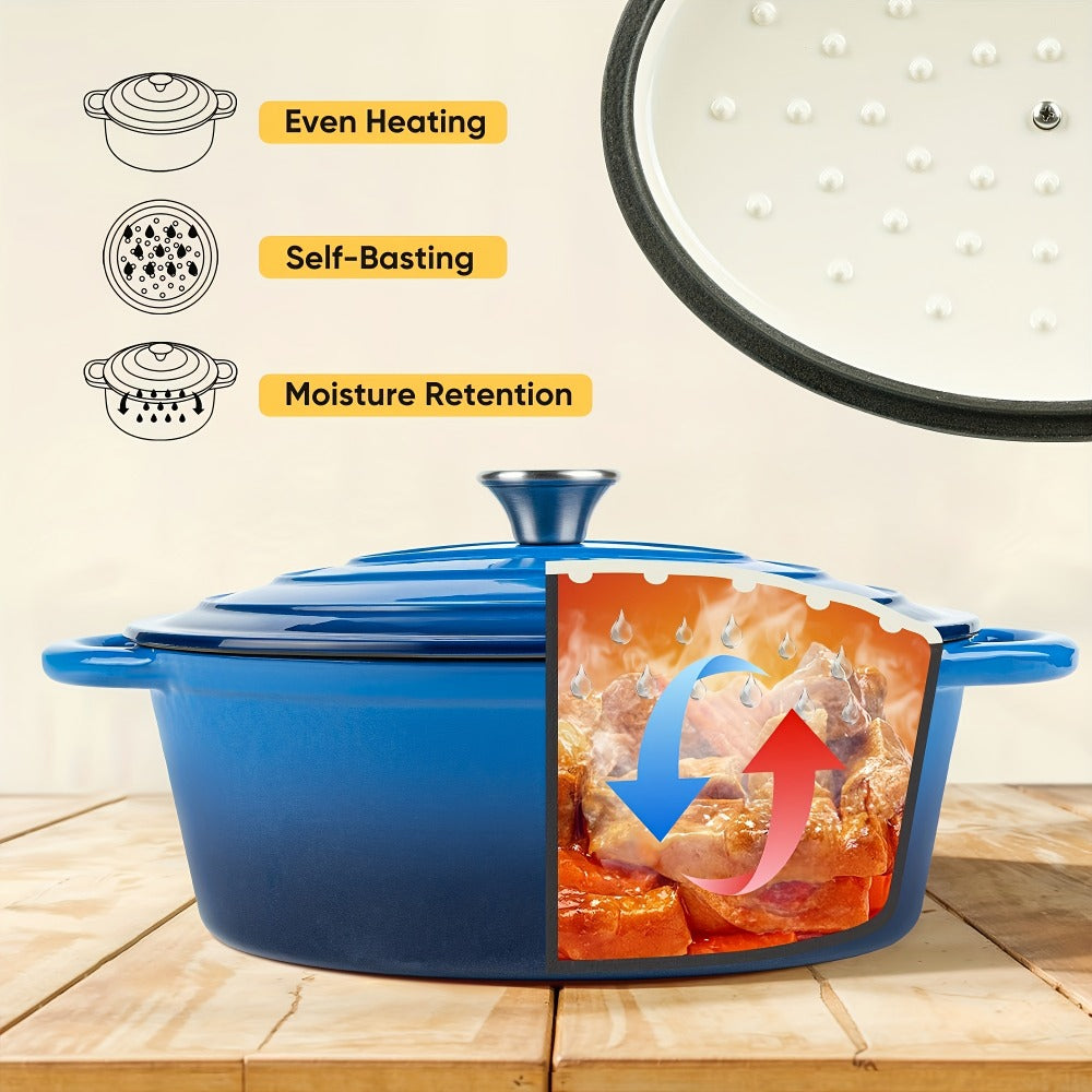 Dutch Oven Cookware by Uyi, 4.5QT Enameled Cast Iron Pot with Lid, Dual Handles and Four Color Options