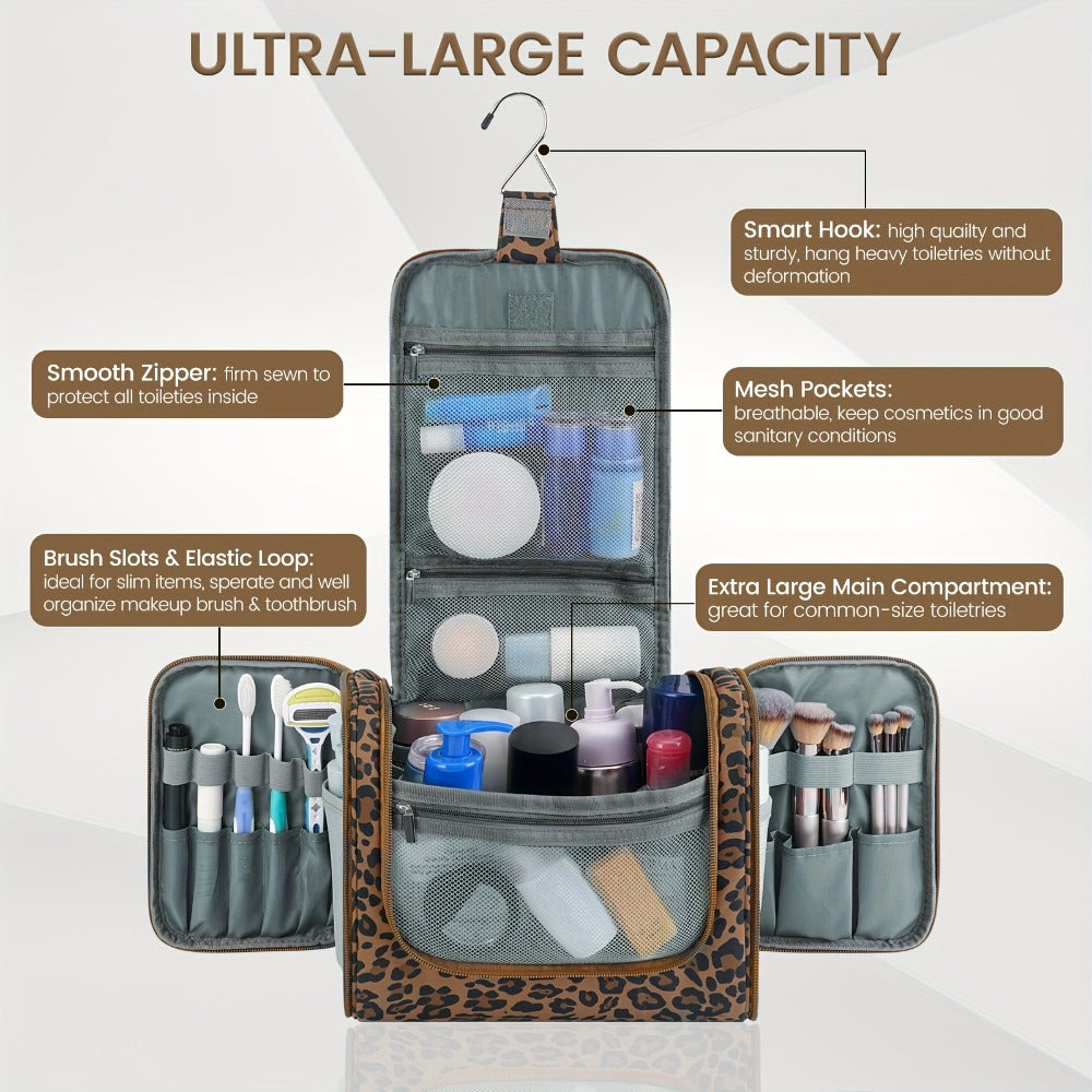Toiletry Bag Hanging Multi-Pocket Shower Organizer with Metal Hook, Carry Handle and Seven Print Options