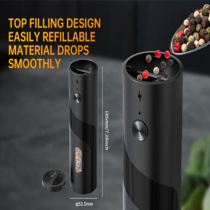 Electric Salt and Pepper Grinder Set with LED Light & Gravity Sensor – USB Rechargeable, Top-Fill, Large Capacity Automatic Spice Mill – 1 or 2 Pack Kitchen Gift Set