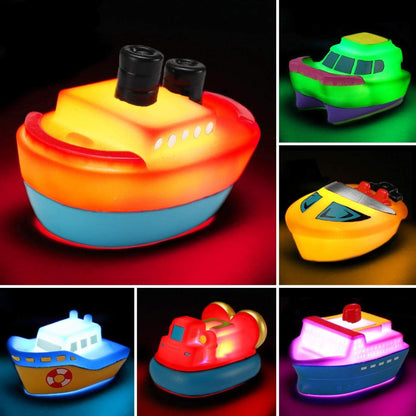 Floating Vehicle Bath Toy Sets with Light-Up 6-Piece, Light-Up 8-Piece or No-Light Options