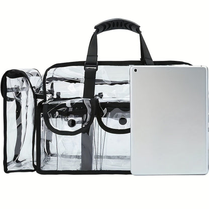 Clear Multi-Pocket Tote Bag with Black Trim, Dual Handles and Protected Fashion, Simple or Portable Styles
