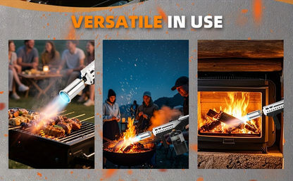 Long-Handle Propane Grill Torch with Adjustable Flame, Trigger Ignition and Silver-Black Finish