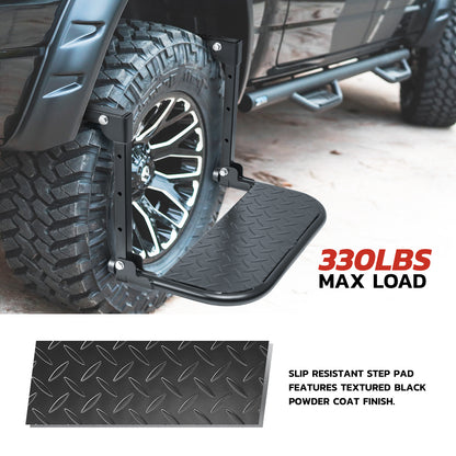 Folding Tire Step Heavy Duty 330 lbs Adjustable Universal Truck SUV RV – Fits 9–13" Tires 4 Height & Width Positions Slip-Resistant Rooftop Access
