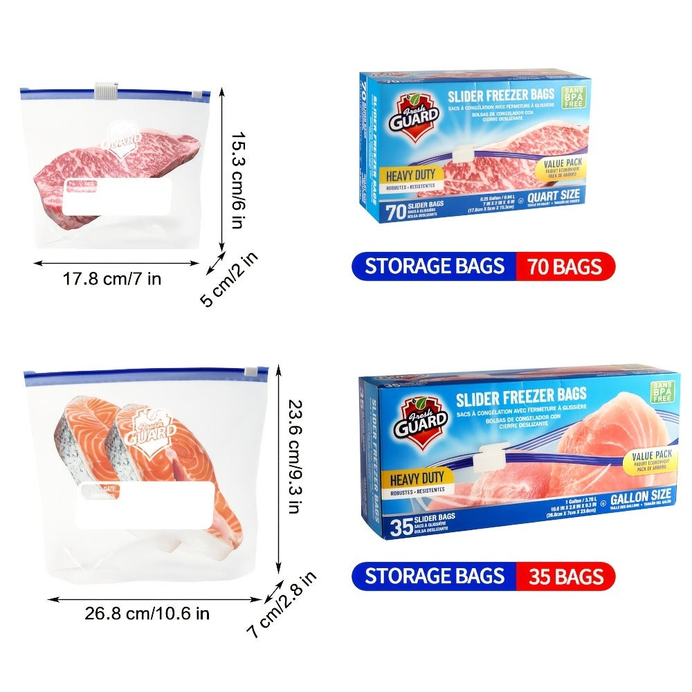 Storage Bags Fresh Guard Slider Freezer Bags in Quart, Gallon and 2.5-Gallon Sizes with 22- to 150-Count Options