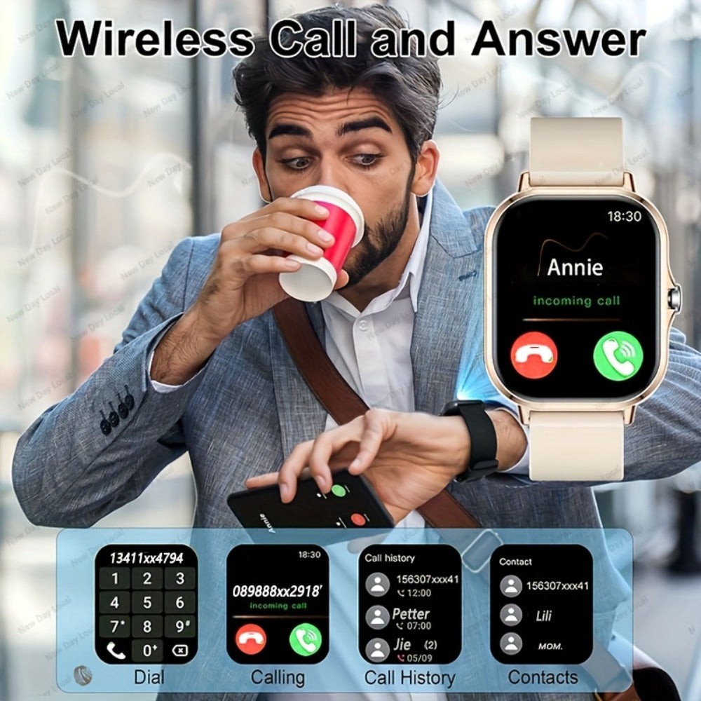 Smartwatch with 3 Straps Set 1.83" Full Touch Screen – Wireless Calling Multi Sport Mode Navigation Remote Camera Music USB Rechargeable for Men Women Black Pink Silver Gold