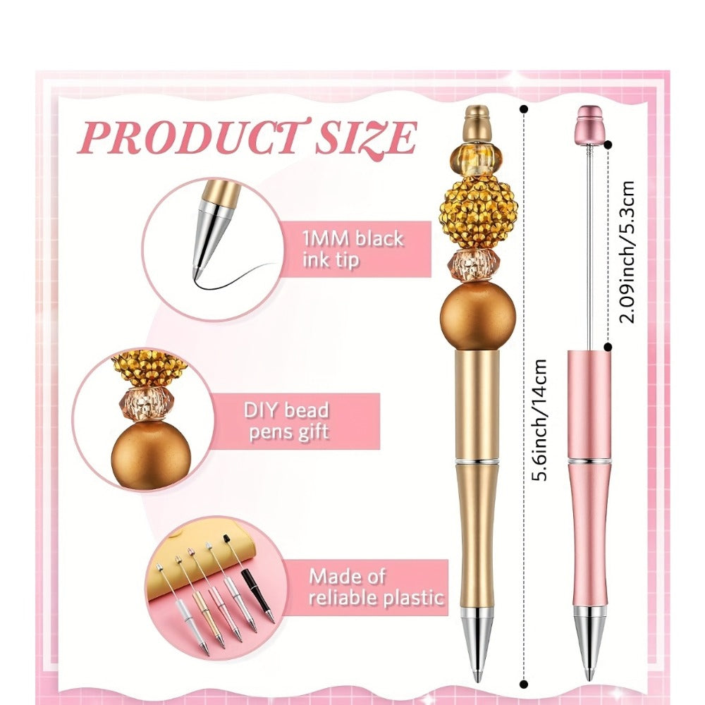Bulk Beadable Ballpoint Pens with Black Ink, Assorted Random Colors and 40- or 60-Piece Options