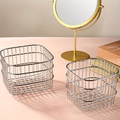 Storage Basket Open Weave Organizer – Multi-Purpose Woven Bin for Bathroom Shelf Kitchen Desk Bedroom Home Organization Sturdy Sleek Design
