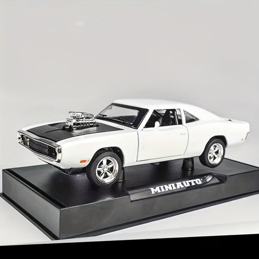 Dodge Challenger Diecast Model Car Zinc Alloy Collectible Static Replica – Highly Detailed Home & Office Decor, Birthday Christmas Gift for Car Enthusiasts (Blue / Black / White)