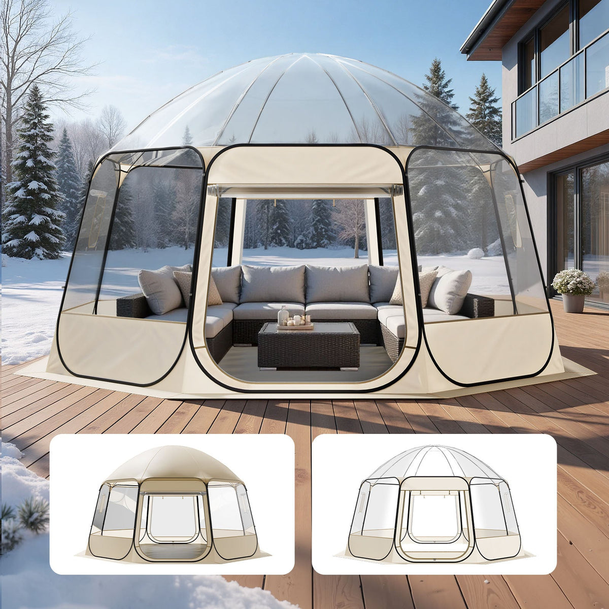 Pop Up Bubble Tent Clear Dome Tent 540° Panoramic Outdoor Shelter for Garden, Patio and Yard Use
