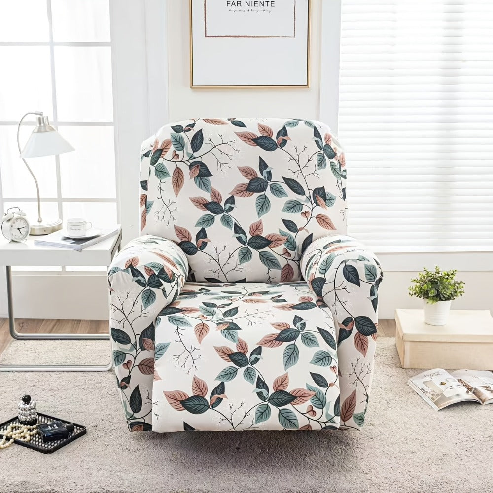Recliner Slipcover Set, Four-Piece Polyester-Spandex Cover with Side Pocket in Ten Printed Options