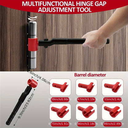 Six-in-One Door Hinge Gap Adjustment Wrench Set with Steel Bender Handle and Six Size Heads