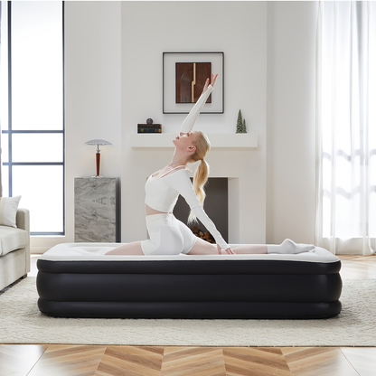 Inflatable Air Mattress with Built-In Pump - Double Height Adjustable, Non-Slip Bottom, Low Noise, 660 Lbs Capacity, Twin & Queen Sizes 16"/18"/22", for Outdoor Camping, Indoor Guest Bed, Backyard & Yard Use