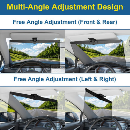Sun Visor Extender for Car Polarized Anti-Glare UV400 Blocker Clip-On Adjustable Extension Universal Fit Windshield Sun Shade for Safe Comfortable Driving All Vehicles