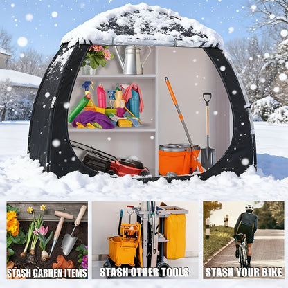 Bike Storage Shed Tent Outdoor Waterproof Bicycle Cover Shelter 210D Oxford PU4000 for 2-3 Bikes Lawn Mower Garden Tool Storage