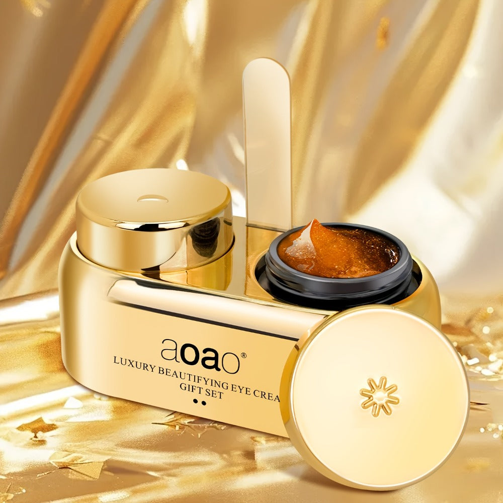 aoao Day and Night Eye Cream Two-Piece Set with Separate 18g Gold-Tone Cosmetic Jar Containers