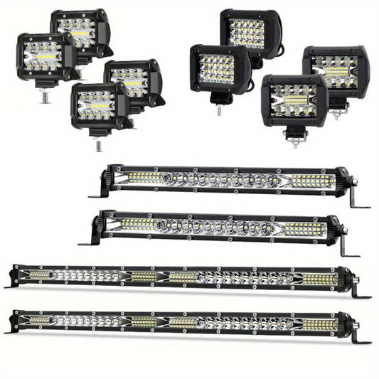 LED Work Light Bar Kit for Off-Road Truck Jeep SUV ATV UTV Tractor, 12-24V 2000-3000LM Combo 22in 10in + 4in Spot Flood Lights, No Battery Required, Hard Wire or Direct Power