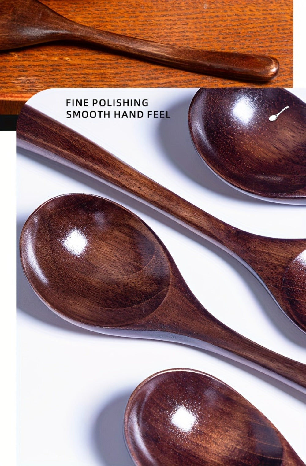 Wooden Spoons for Eating 8pcs – 7.28 Inch Small Wood Teaspoons for Stirring Coffee, Tea, Honey, Cooking & Serving Soup Dessert, Wooden Spoon Set