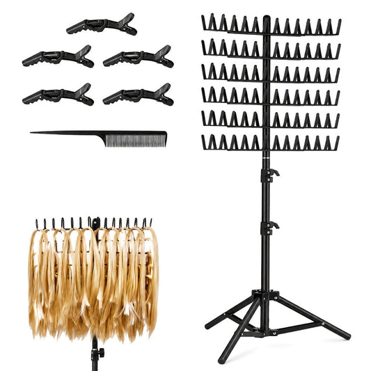 144 Peg Hair Extension Rack Freestanding Organizer with Divider Separator – Standing Braiding Hair Holder Display Stand for Salon Home Retail Store, Black White Pink Set Available