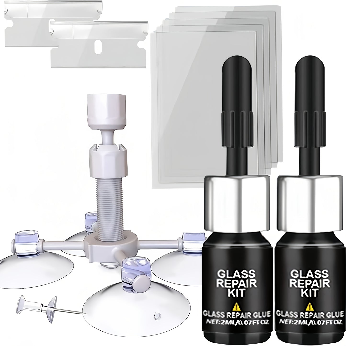 Windshield Repair Kit – 15-Min Quick Fix for Chips, Cracks & Rock Damage | Windshield Crack Repair Fluid with Curing Film, No Tools Needed