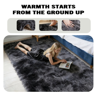 Area Rug Fluffy Tie-Dye Machine-Woven Mat at 1000 g/m² in Eight Colors and Three Indoor Sizes