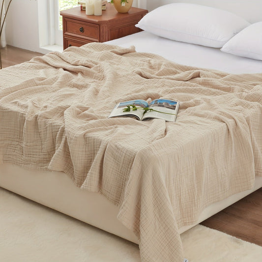 6-Layer Gauze Blanket 100% Muslin – Lightweight Breathable Cotton Throw for Couch & Bed, All Season Adult Blanket, 4 Colors