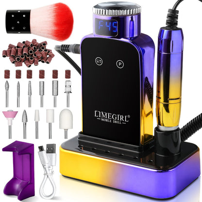 Nail Drill Machine 45000 RPM Cordless Rechargeable Electric Nail File Efile for Acrylic Gel Natural Nails – Professional Manicure Pedicure Polishing Shaping Tool for Salon & Home Use