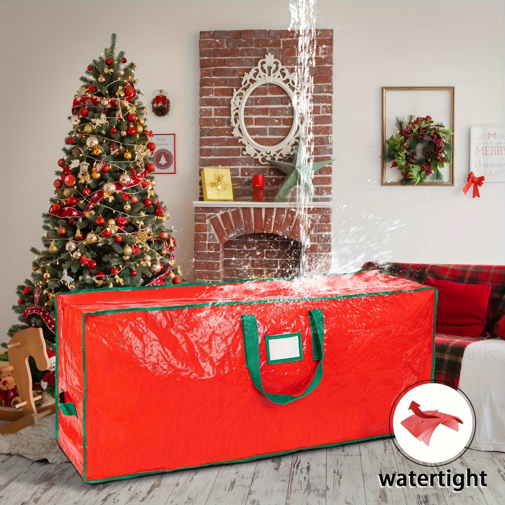7.5-Foot Christmas Tree Storage Bag with Dual Zippers, Reinforced Carry Handles and Red Tarp-Like Cover
