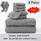 Light Gray 8-Piece Set - Includes 2 Hair Drying Caps
