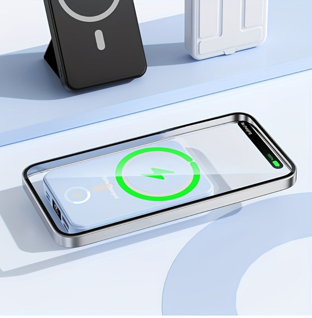 10000mAh Magnetic Power Bank with Folding Kickstand, Percentage Display and Multiple Charging Ports