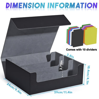 Large Trading Card Storage Box with 10 Dividers, Four Compartments and Five Color Options for Collectors
