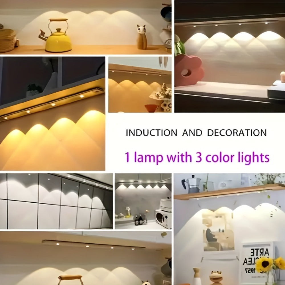 LED Strip Light Motion Sensor Bar with USB Rechargeable Power, Three White Tones, 20–50cm Sizes and One or Two Packs