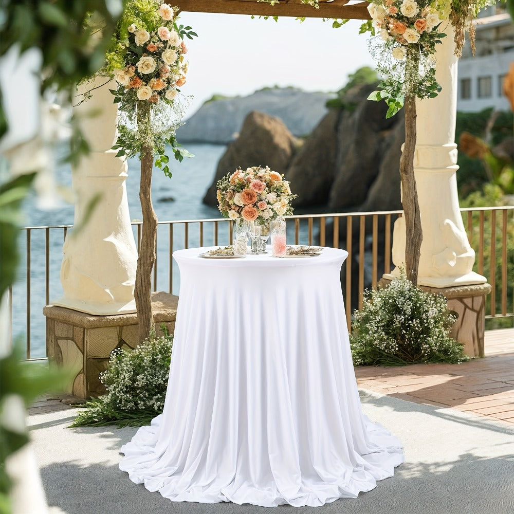 Round Spandex Cocktail Table Cover in Five Colors and Two Sizes, 43.31-Inch Height for Weddings and Events