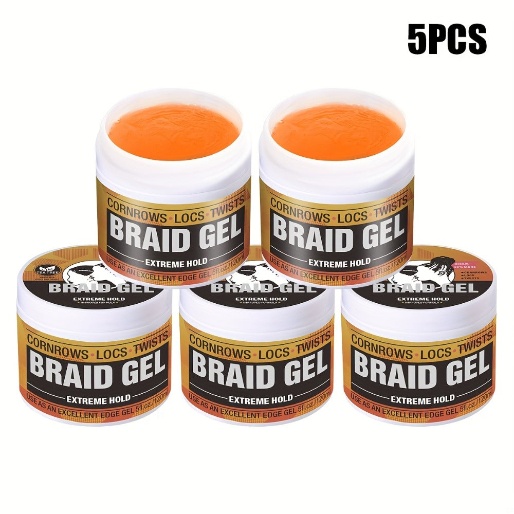 Extreme Hold Braid Gel & Edge Control Hair Wax Pomade — Anti-Frizz, Moisturizing, Long-Lasting for Braids, Locs, Twists & Sleek Styles, Natural Hair, Men & Women — 4/5/6 Pack
