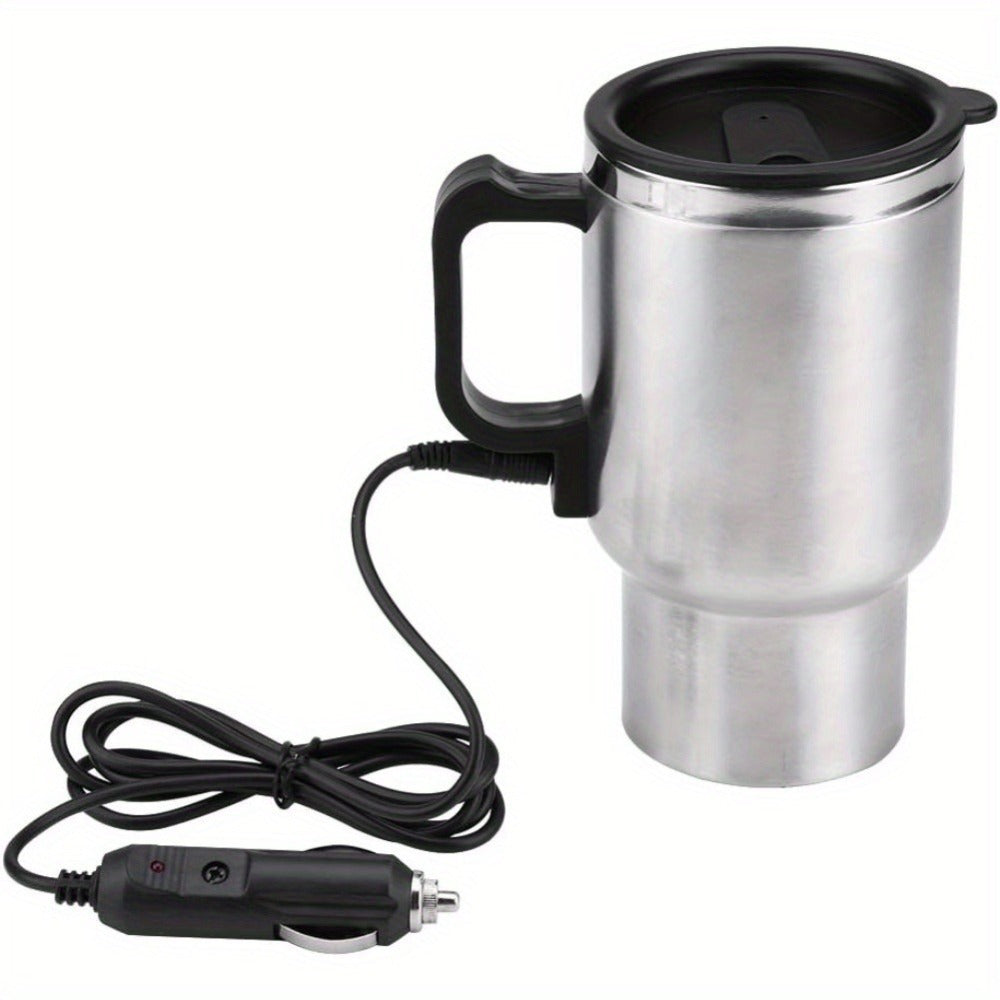 12V Car Electric Kettle 450ml Stainless Steel Travel Heating Cup Auto Shut-Off Portable Car for Entryways, Bedrooms and Living Spaces